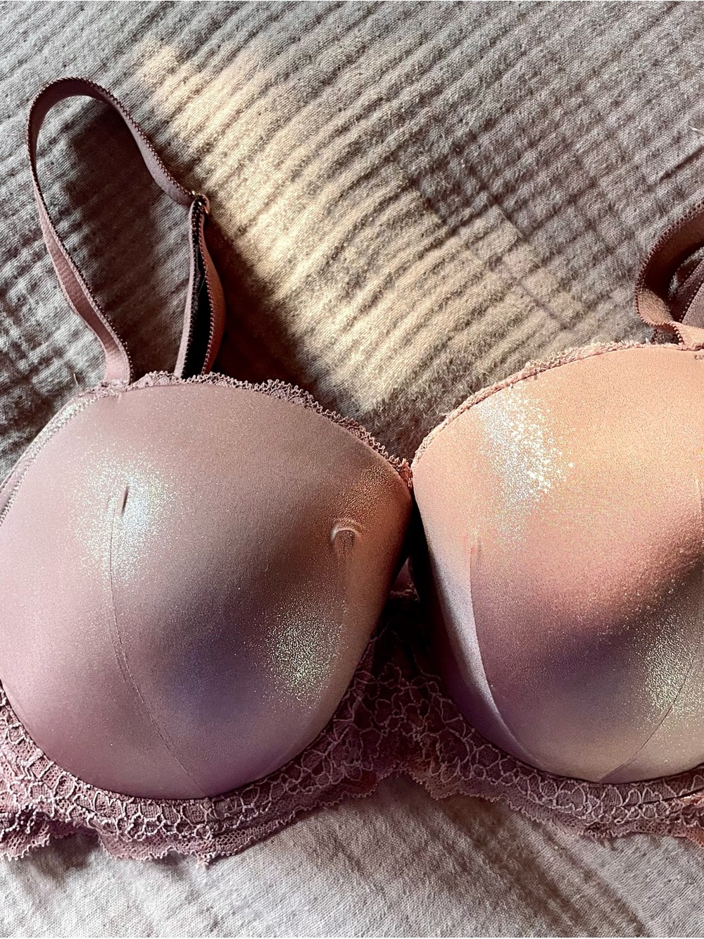 Victoria's Secret Pink Shimmer Lace Bra 34DDD
